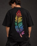 Rainbow Mandala Feather Oversized Tee